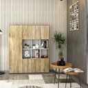 Ver imagem 6 de Armário Alto com Nichos e 05 Portas 161,5x135x42cm Wlan135 Carvalho - Branco