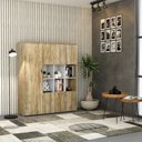 Ver imagem 4 de Armário Alto com Nichos e 05 Portas 161,5x135x42cm Wlan135 Carvalho - Branco