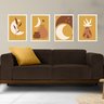 Kit 4 Quadros Artes Escandinavas Mostarda e Marrom 33x24cm:moldura Preta - 1