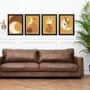 Ver imagem 2 de Kit 4 Quadros Artes Escandinavas Mostarda e Marrom 33x24cm:moldura Preta