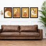 Kit 4 Quadros Artes Escandinavas Mostarda e Marrom 33x24cm:moldura Preta - 2