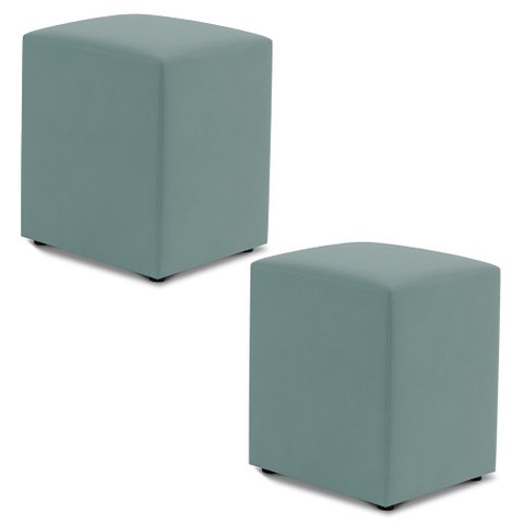 Kit 02 Puffs Decorativos Sala de Estar Quadrado 36x47cm Veludo Acqua - Desk Design