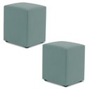Ver imagem 1 de Kit 02 Puffs Decorativos Sala de Estar Quadrado 36x47cm Veludo Acqua - Desk Design