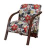 Poltrona Vênus estampada - Floral vermelho, 01 lugar, Braço Madeira Tabaco - 1