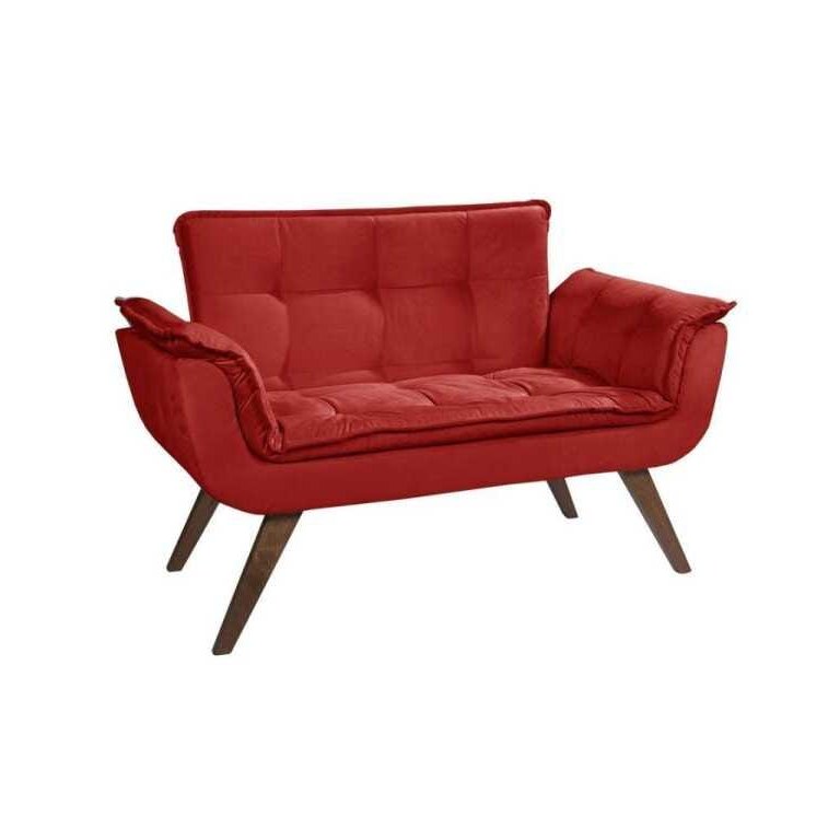 Poltrona Sala Recepção Escritório Namoradeira Opala Suede  Vermelho