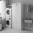 Ver imagem 1 de Armário Multiuso 60x160,5cm 2 Portas com Chave 4 Nichos Branco Am3110 Branco