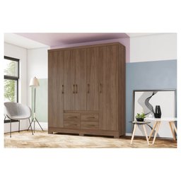 Guarda-Roupa 5 Portas Henn Briz B356-130 4 Gavetas Castanho HP SE - 2