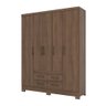 Guarda-Roupa 5 Portas Henn Briz B356-130 4 Gavetas Castanho HP SE - 1