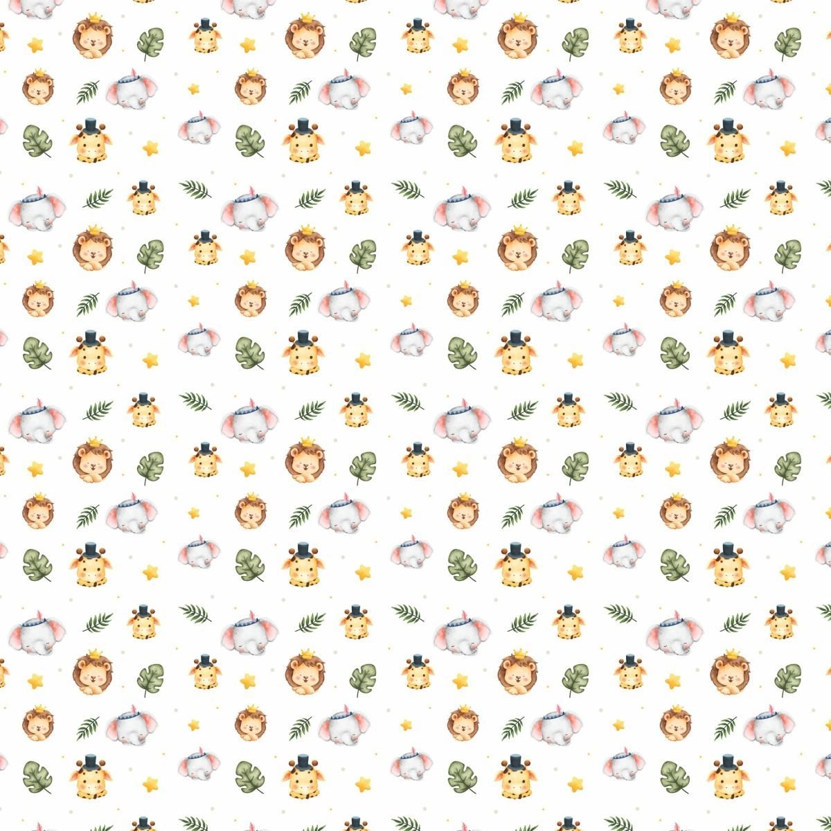 Papel de Parede Adesivo Menino Safari Animais e Folhas - 3