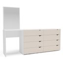 Ver imagem 2 de Cômoda Penteadeira 8 Gavetas com Espelho Porto Bege/Creme/Branco