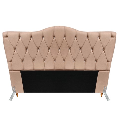 Cabeceira Solteiro Cama Box Quarto Estofada Barcelona 90cm:suede Bege Escuro