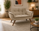 Ver imagem 1 de Poltrona Namoradeira Opala Suede - Base Palito - Capuccino