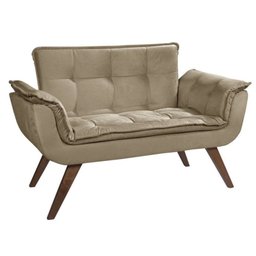Poltrona Namoradeira Opala Suede - Base Palito - Capuccino - 1