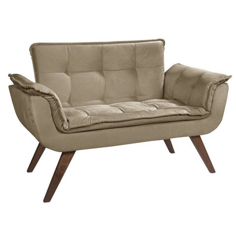 Poltrona Namoradeira Opala Suede - Base Palito - Capuccino