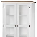 Ver imagem 3 de Cristaleira Rústica de Madeira 2 Portas e 2 Gavetas com Pés Torneados - Branco Laca com Tampo e Base