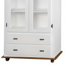 Ver imagem 4 de Cristaleira Rústica de Madeira 2 Portas e 2 Gavetas com Pés Torneados - Branco Laca com Tampo e Base