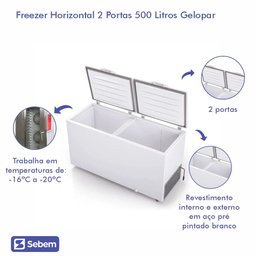 Freezer Horizontal Grande 500l Gelopar Ghbs510 -20°c 2 Portas - 3