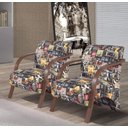 Ver imagem 1 de Poltrona Vênus Conjunto 01 lugar Braço Madeira Tabaco - Retrô