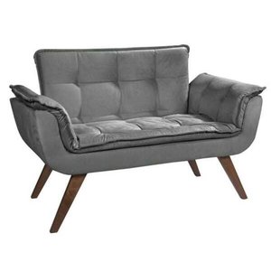 Poltrona Namoradeira Opala Suede - Base Palito - Cinza