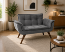 Ver imagem 1 de Poltrona Namoradeira Opala Suede - Base Palito - Cinza