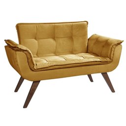 Poltrona Sala Recepção Escritório Namoradeira Opala Suede Amarelo - 1
