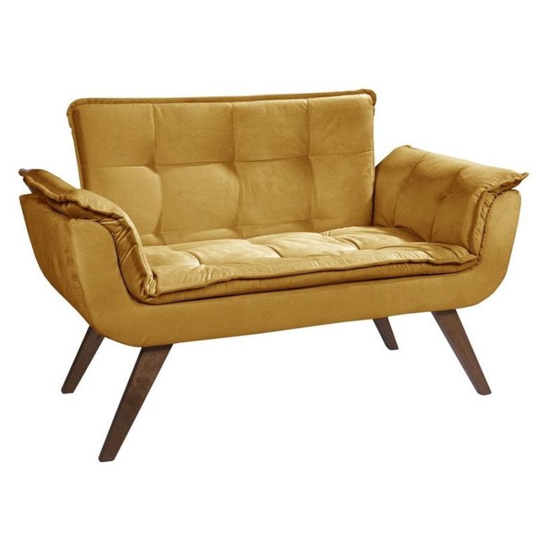 Poltrona Sala Recepção Escritório Namoradeira Opala Suede Amarelo