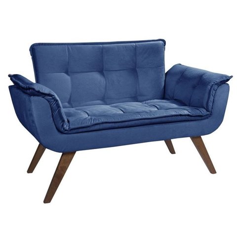 Poltrona Decorativa Sala Recepção Escritório Namoradeira Opala Suede Azul