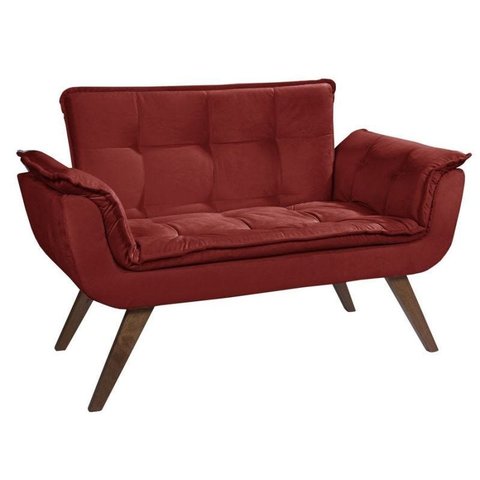 Poltrona Sala Recepção Escritório Namoradeira Opala Suede Bordô