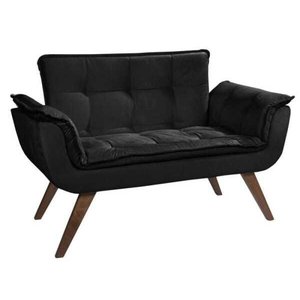 Poltrona Sala Recepção Escritório Namoradeira Opala Suede - Preto
