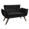 Poltrona Sala Recepção Escritório Namoradeira Opala Suede - Preto - 1