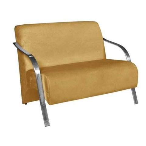 Poltrona Namoradeira Vênus Suede Braço Aluminio - amarelo