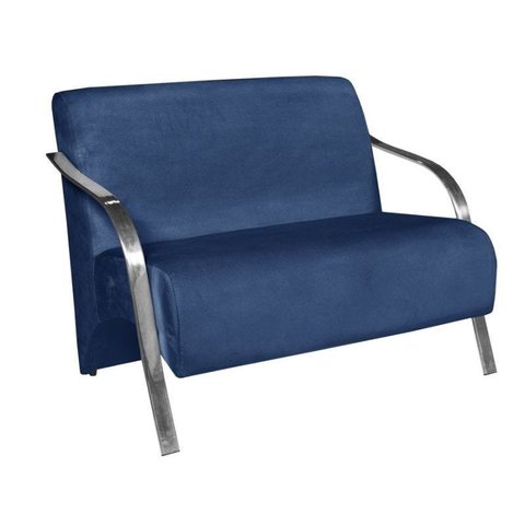 Poltrona Namoradeira Vênus Suede Braço Aluminio - Azul Bic