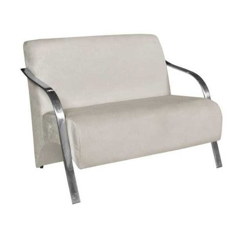 Poltrona Namoradeira Vênus Suede Braço Aluminio - Bege