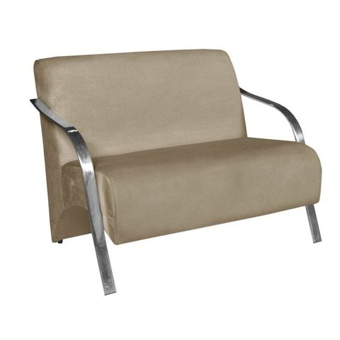 Poltrona Namoradeira Vênus Suede Braço Aluminio - Capuccino