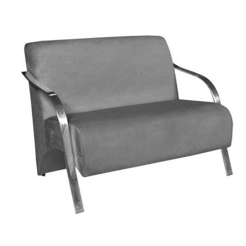 Poltrona Namoradeira Vênus Suede Braço Aluminio - CINZA
