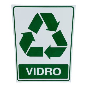 Placa Adesiva Sinalização Lixo Vidro 15x20 Cm Adesivo