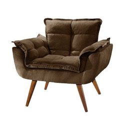 Poltrona Pérola Sala Recepção Escritório  - Suede Marrom - Montanaris Decor - 1
