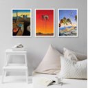 Ver imagem 2 de Kit 3 Quadros Obras de Salvador Dalí 45x34cm - com Vidro:madeira Preta