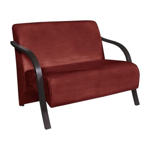 Poltrona Namoradeira Vênus Suede Braço Madeira - Bordô