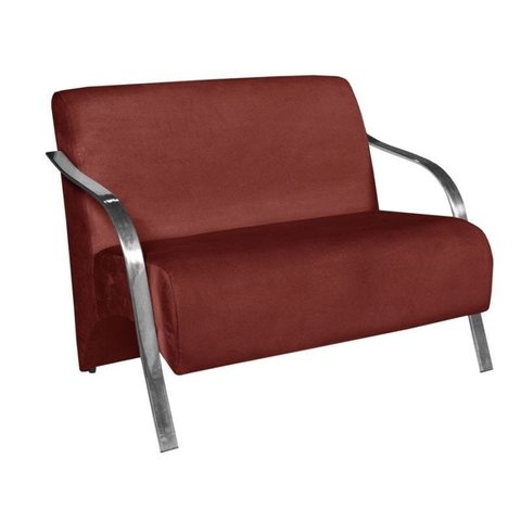 Poltrona Namoradeira Vênus Suede Braço Aluminio - Bordô