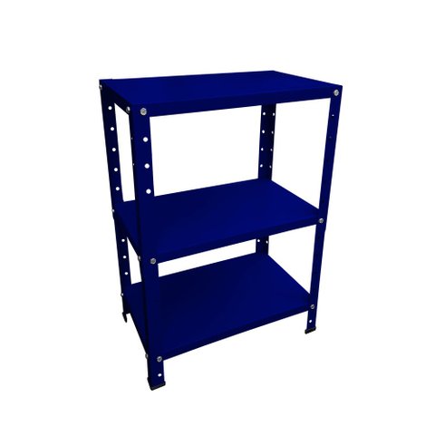 Estante de Aço Mini com 3 Prateleiras 45x27cm 45kg Coluna Bipartida para Escritório Azul