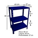 Ver imagem 6 de Estante de Aço Mini com 3 Prateleiras 45x27cm 45kg Coluna Bipartida para Escritório Azul