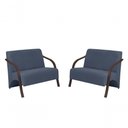 Ver imagem 1 de Kit 2 Poltronas 2 Lugares Vênus Suede Braço Madeira