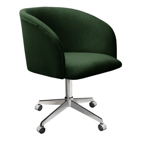 Cadeira Para Escritório E Home Office Atenas Base Giratória Rodizio - Veludo Verde