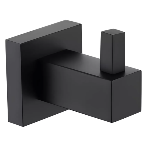 Cabide Simples Porta Toalhas - Gancho Parede Banheiro Lavabo Lavatório Preto Fosco Black Matte Metal