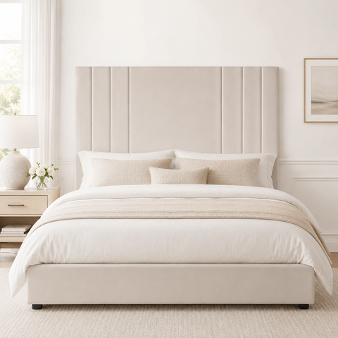 Cabeceira Suede 140 cm Casal Moderna Frame Estofada Cama Box:Bege