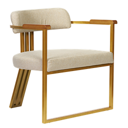 Kit 02 Poltronas Oregon Braço Madeira Linho Marfim Estrutura Dourado - 4