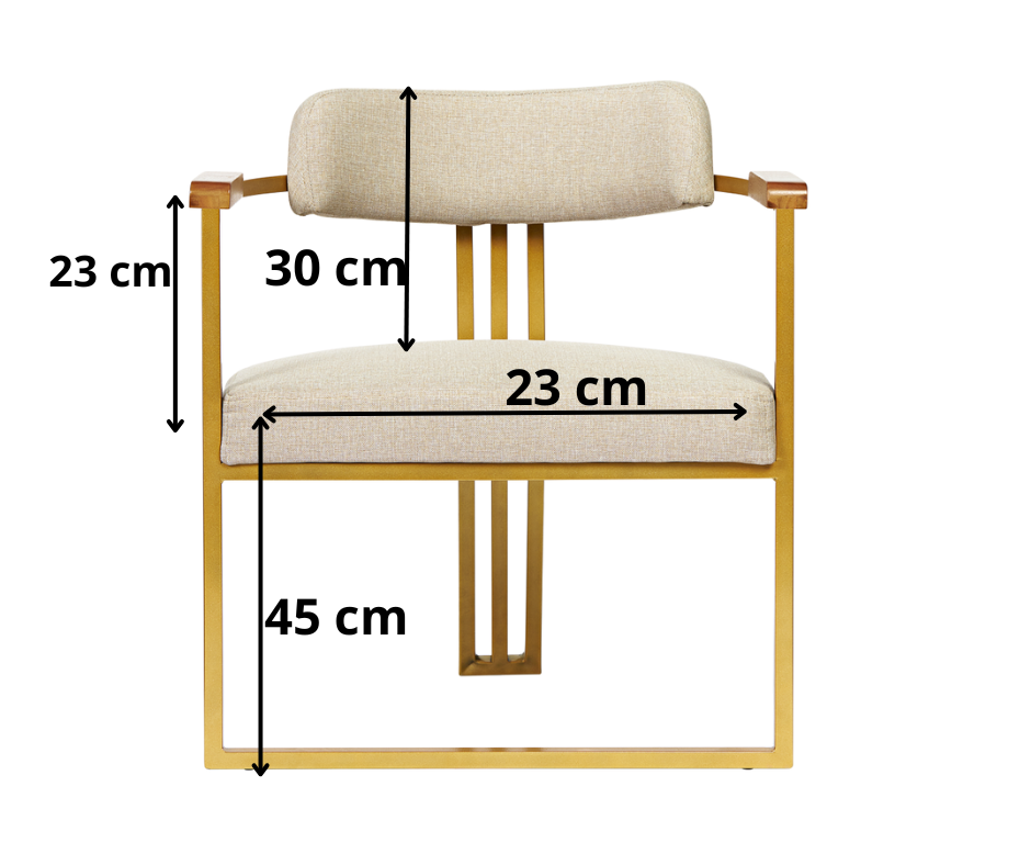 Kit 02 Poltronas Oregon Braço Madeira Linho Marfim Estrutura Dourado - 8