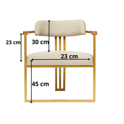 Kit 02 Poltronas Oregon Braço Madeira Linho Marfim Estrutura Dourado - 8