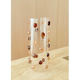 Vaso Vidro Decorado com Gemas de Vidro na Cor Âmbar 26,5 Altura - 2
